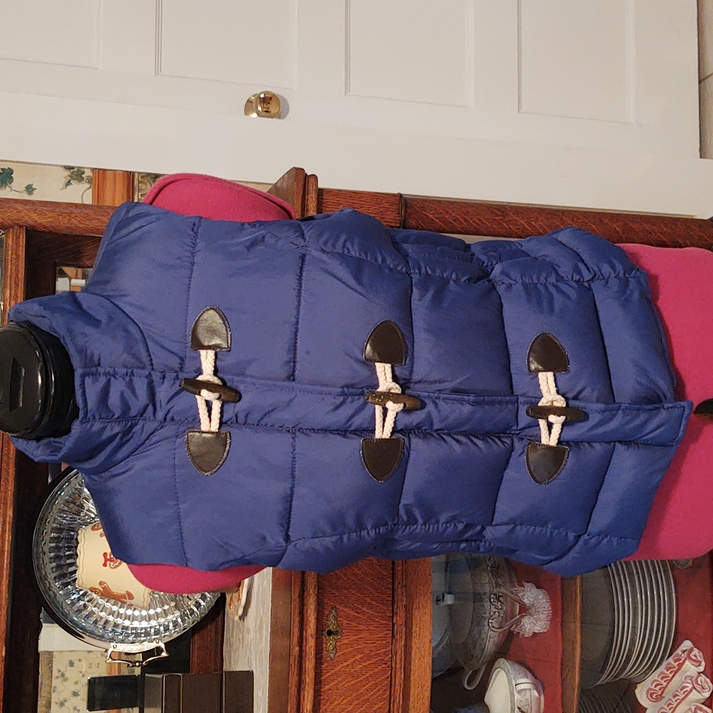 Arizona Jean Co Toggle Closure Zip Front Puffer Vest Cobalt Blue M